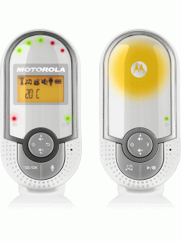 Motorola MBP16 babyalarm. Motorola MBP16 babyalarm visar tydligt rumstemperatur, har en räckvidd på mer än 300 meter och hörbart larm om enheterna är för långt ifrån varandra. Babymonitorn stör inte andra enheter och är säker och kan inte fångas upp.