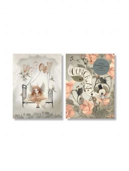 Mrs Mighetto Rose tvåkortspaket. Du kan använda korten som små dekorativa tavlor eller som ett underbart vykort och födelsedagskort.
