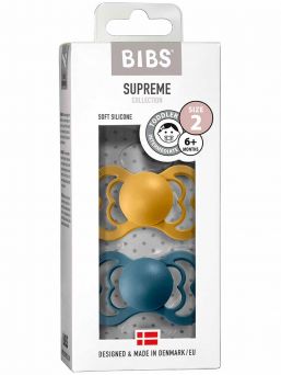 Baby napp Supreme 2-PACK 0-18mån | BIBS (Mustard/Petrol)