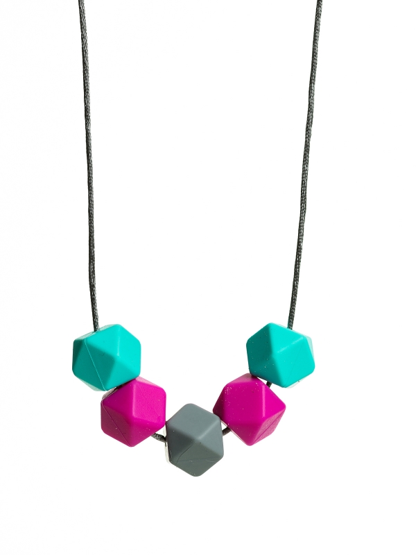 Amningshalsband (turkos-fuchsia-grå)