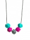 Amningshalsband (turkos-fuchsia-grå)