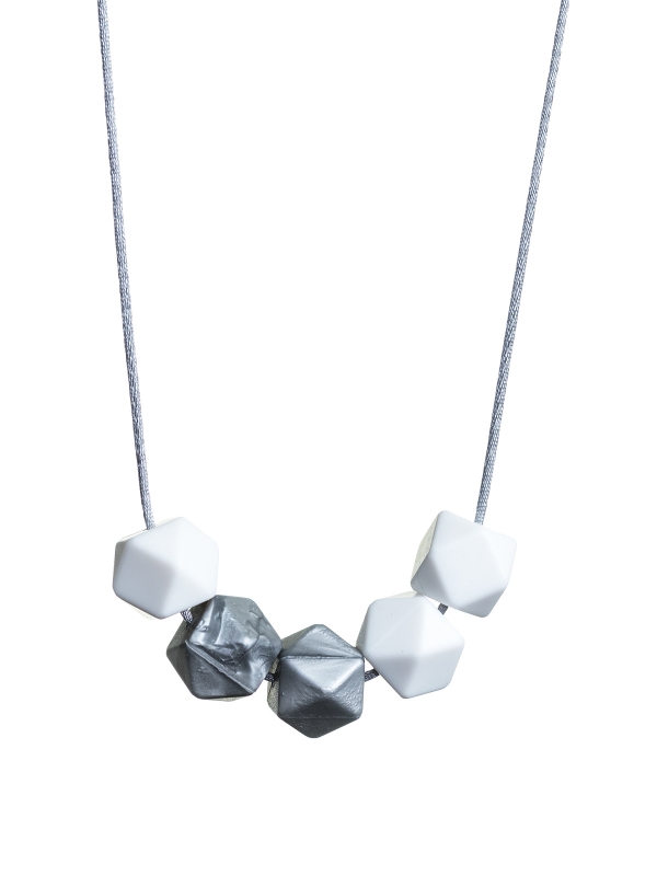Amningshalsband (vit-silver)