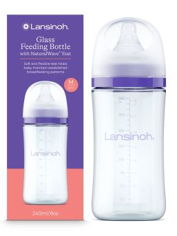 Lansinoh - Glas Nappflaska 240ml, 3m+