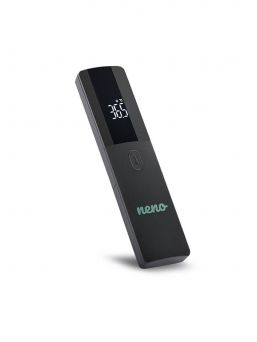 Modern NENO beröringsfri termometer Ir Medic T02 med bara en knapp. Termometerns display är lätt att läsa och enheten är mycket lätt.