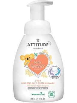 Mycket skonsam, naturlig och spädbarn Attitude Baby leaves Hair & Bodywash skummande tvätt är utformad för spädbarn med känslighet för lukt.