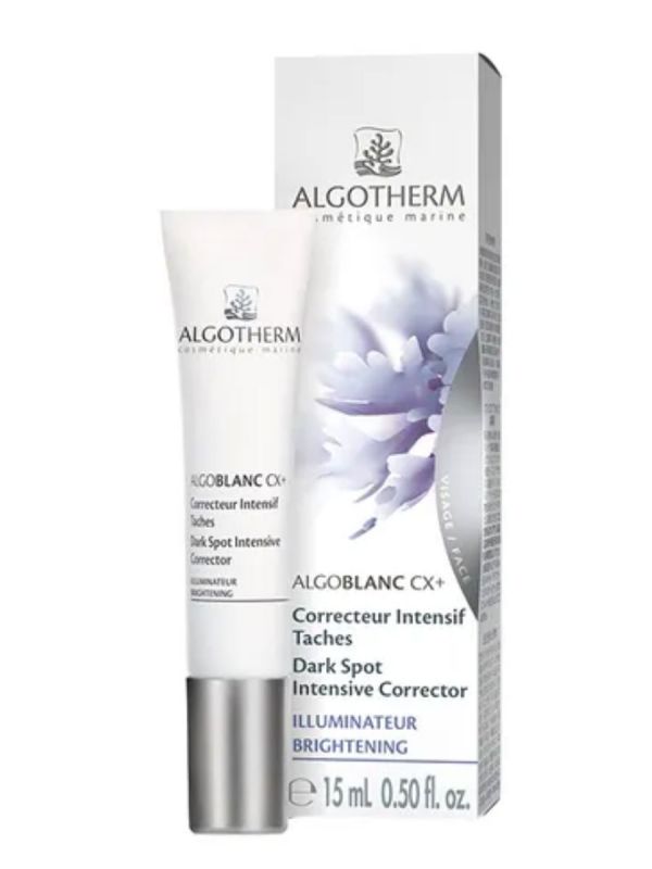 Algotherm Algoblanc Dark Spot Intensive Corrector 15ml med saftig konsistens är en målinriktad vård som med precision reducerar alla pigmentdefekter (melanin), och hjälper till att minska uppkomsten av mörka fläckar.