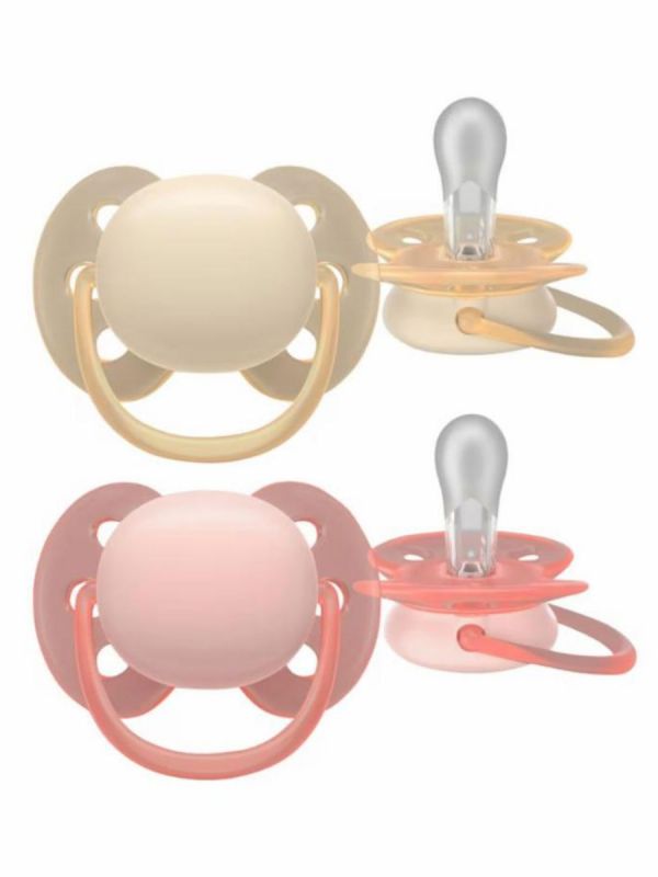 Philips Avent - napp Ultra Soft 0-6 månader, rosa/vanilj