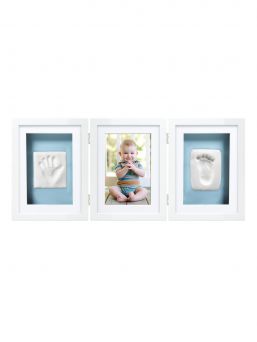 Babyprints Deluxe - trippelram för hand- och fotavtryck + foto, vit