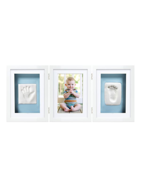 Babyprints Deluxe - trippelram för hand- och fotavtryck + foto, vit
