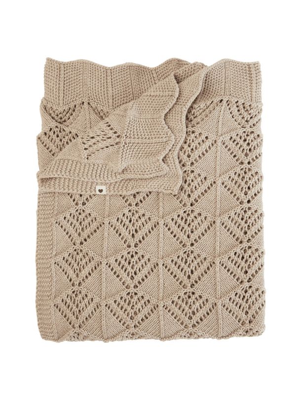 BIBS Wavy Knitted Blanket babytuppfilt, mörk beige