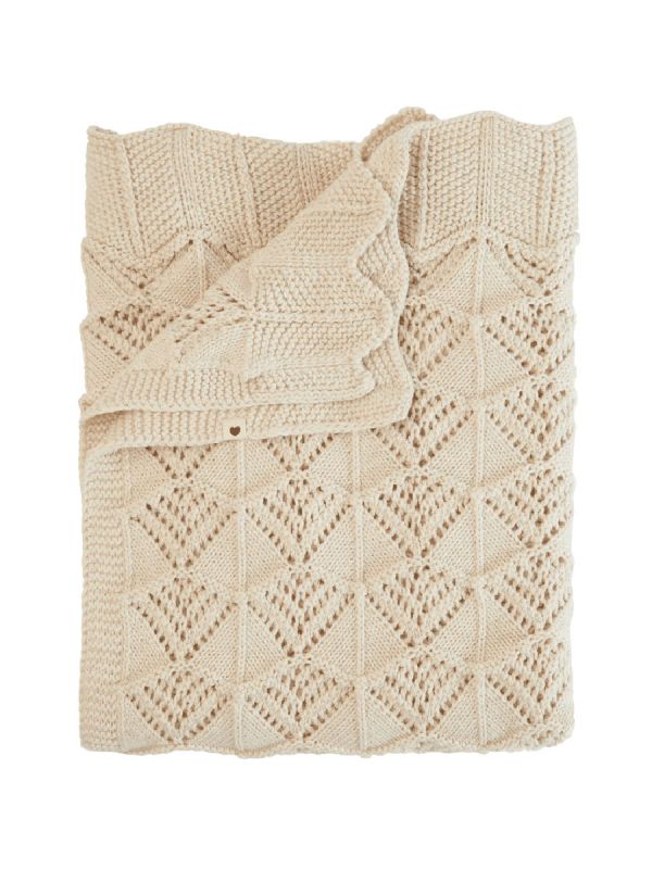 BIBS Wavy Knitted Blanket babytuppfilt, ljusbeige