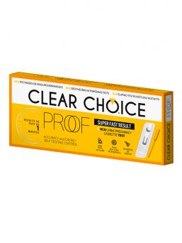 The Clear Choice Proof Test är ett känsligt och snabbt graviditetstest. Du kan ta testet upp till sex dagar före din period.
