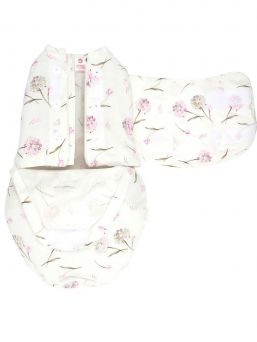 Embe swaddle Pink Clustered Flowers. Den intelligenta Embé-dragkedjan och lindningsdesignen hjälper till att använda lindningen på rätt sätt. Det förhindrar överspänning av bäckenområdet, vilket kan orsaka höftledsdysplasi under en längre tid.