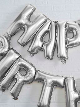Ginger Ray folie ballong Happy Birthday, silver