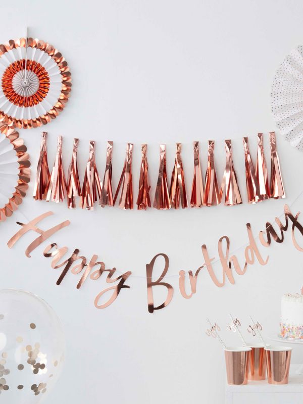 Ginger Ray folie ballong Happy Birthday, rose guld 