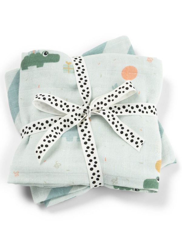 Gasväv för bebis 2-pack 70x70 - Celebration Blue – Done By Deer