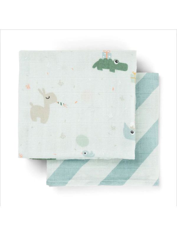 Gasväv för bebis 2-pack 70x70 - Celebration Blue – Done By Deer