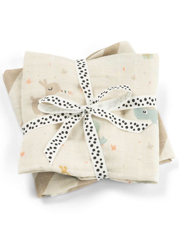 Gasväv för bebis 2-pack 70x70 - Celebration Sand – Done By Deer