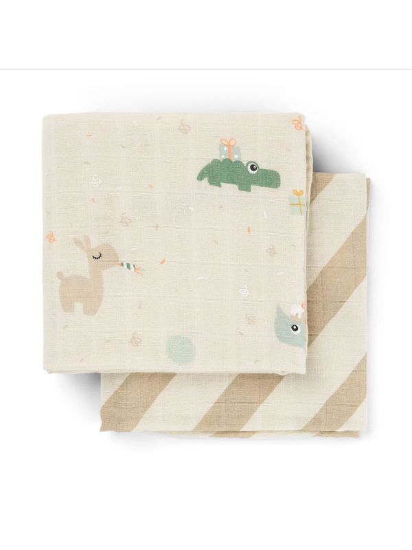 Gasväv för bebis 2-pack 70x70 - Celebration Sand – Done By Deer