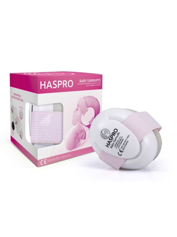 Haspro BABY hörselskydd för barn 0-3 år, rosa
