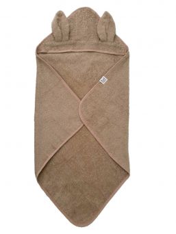 Handuk med huv för bebis, kanin warm taupe