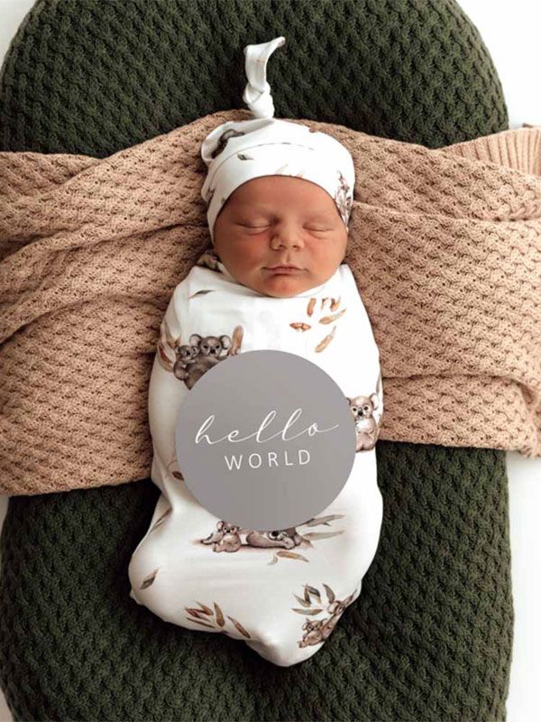Snuggle Hunny Swaddelini swaddle och hatt - koala