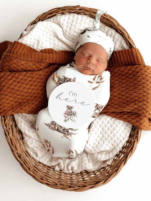 Snuggle Hunny Swaddelini swaddle och hatt - koala