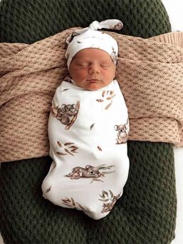 Snuggle Hunny Swaddelini swaddle och hatt - koala