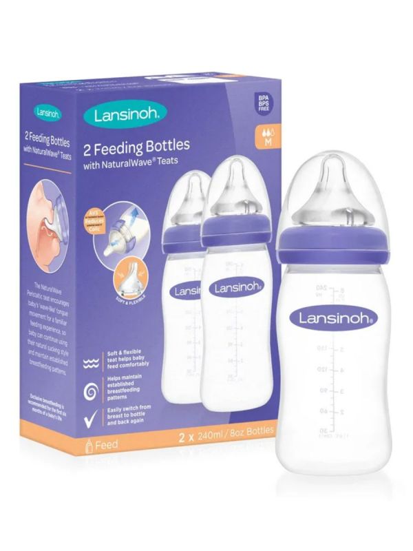 LANSINOH Nappflaska 3m+ 240ml 2-PACK