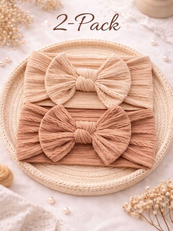 Bred rosett pannband för baby 2-pack