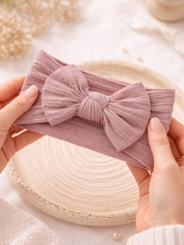 Bred rosett pannband för baby 3-pack, peach blush