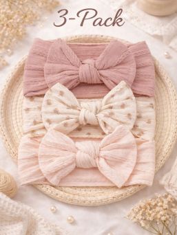 Bred rosett pannband för baby 3-pack, roses