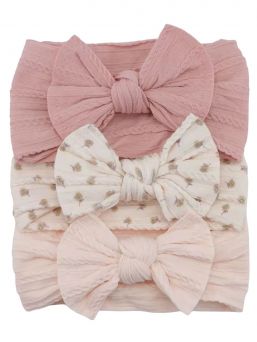 Bred rosett pannband för baby 3-pack, roses