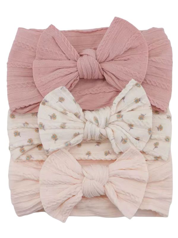 Bred rosett pannband för baby 3-pack, roses