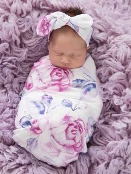 Snuggle Hunny swaddle och båge pannband - Lilac Skies
