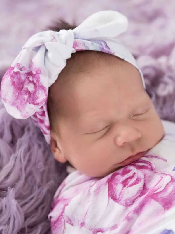 Snuggle Hunny swaddle och båge pannband - Lilac Skies