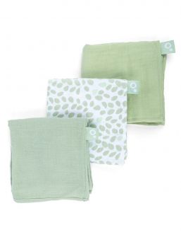 Muslindukar i ekologisk bomull 3-pack, leaves green | DOOMOO