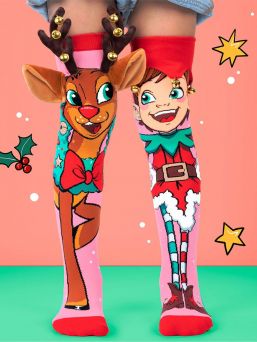 MADMIA Roliga julstrumpor med renar och älvor