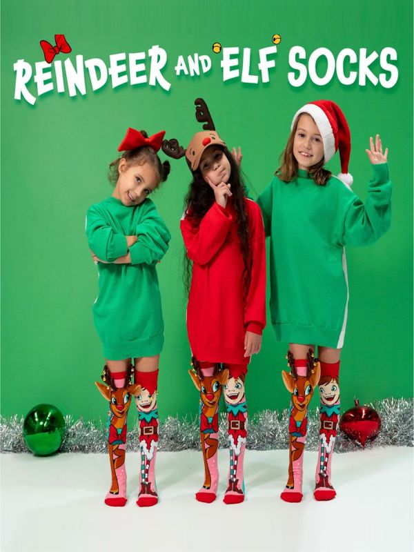 MADMIA Roliga julstrumpor med renar och älvor