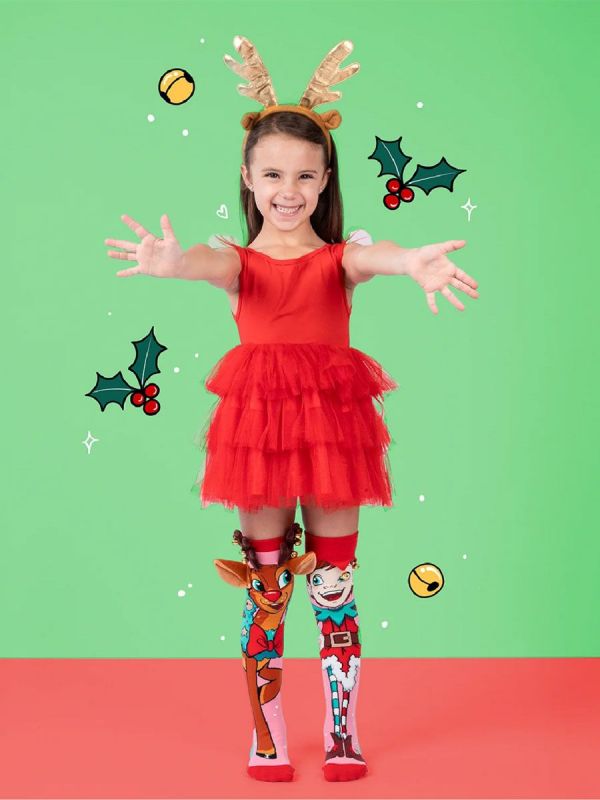 MADMIA Roliga julstrumpor med renar och älvor