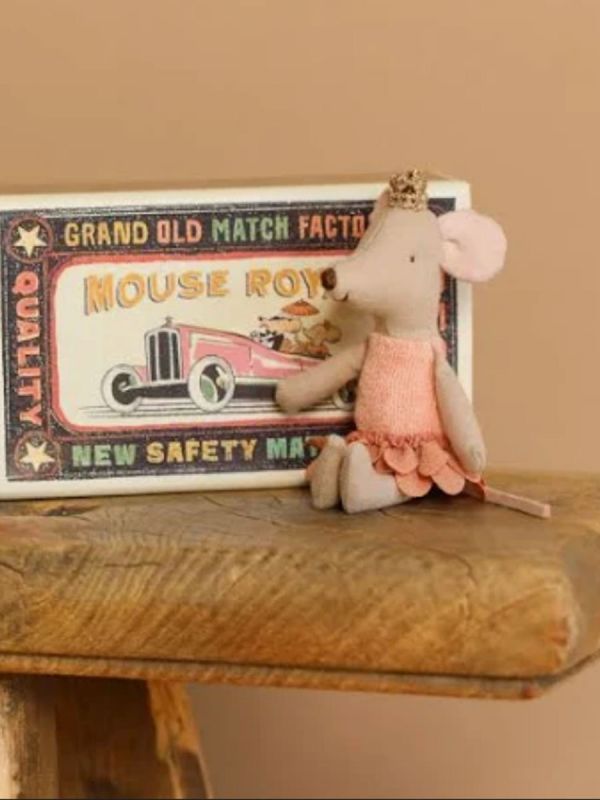 Maileg mus i låda - prinsessa med tutu och krona