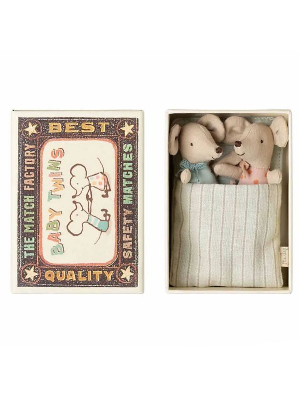 Maileg mus i låda - babytvillingar i egna sovsäckar