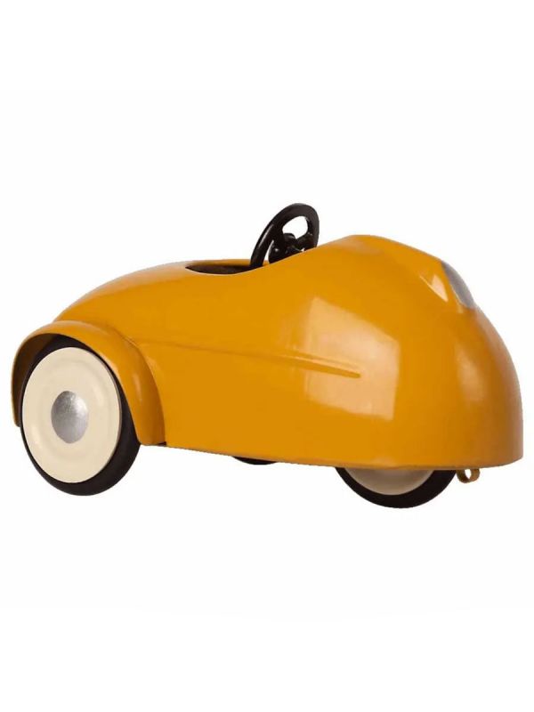 Maileg racerförarmus och gul racerbil - lekset med garage