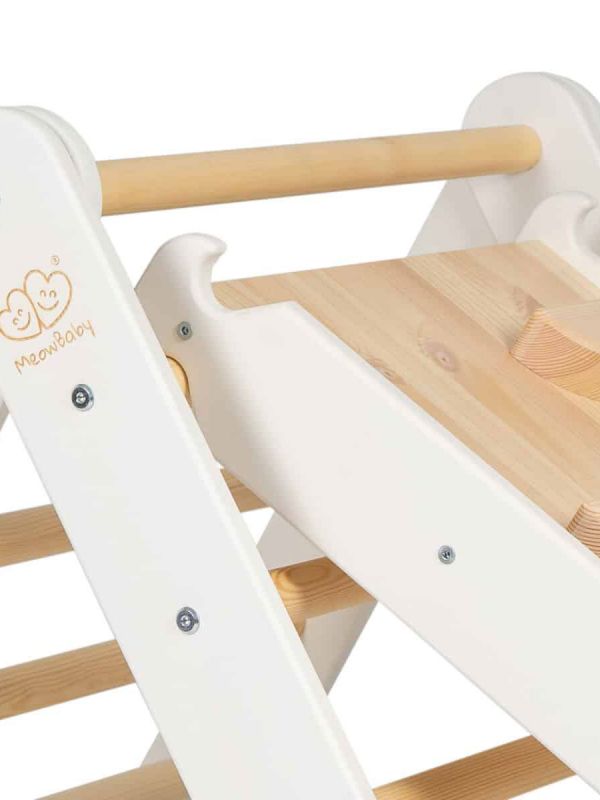 Montessoristege för rutschkana och ramp 2in1, White