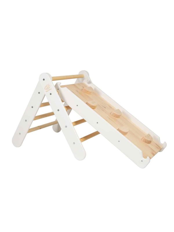 Montessoristege för rutschkana och ramp 2in1, White