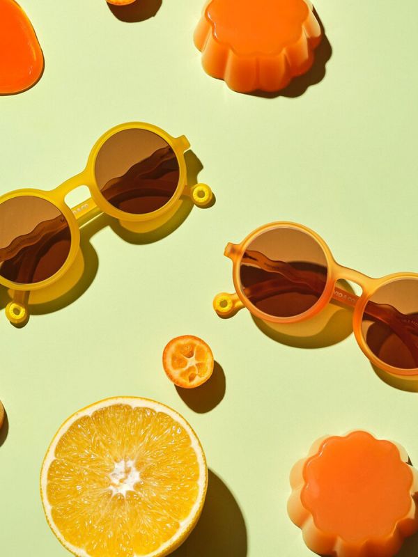 Olivio&Co Barnsolglasögon Barn 3-5 år, Round Citrus Yellow