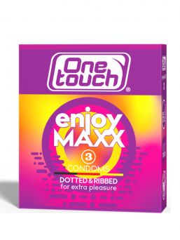 One Touch ENJOYMAXX silikonolja smorda högkvalitativa kondomer med upphöjda prickar och ribbad form.