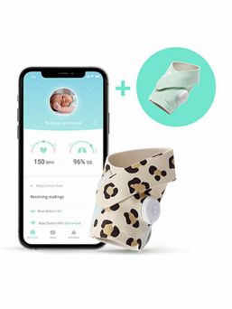 Owlet Smart Sock 3 för bebis, Leopard + Mint