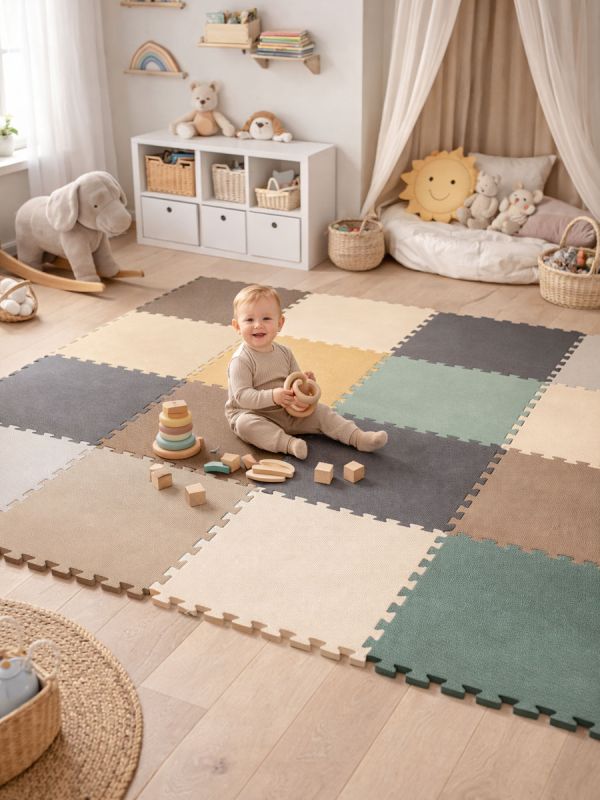 Lekmatta för barn 50x50cm, lila