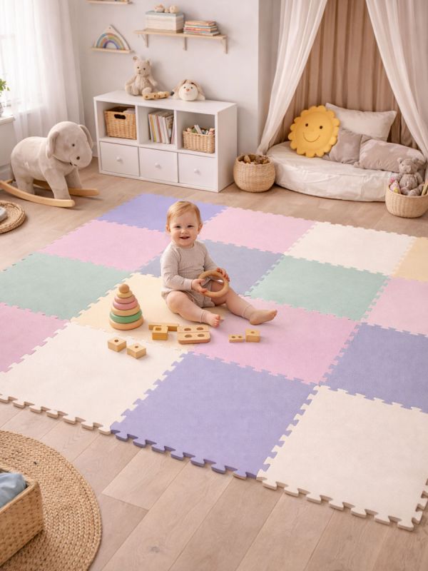 Lekmatta för barn 50x50cm, lila